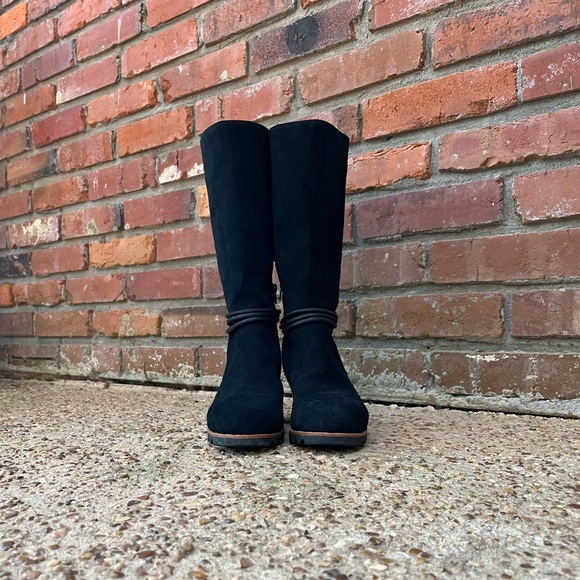 Sorel Farah Black Suede Mid Calf Tassel Boots Size 7 - Picture 3 of 10